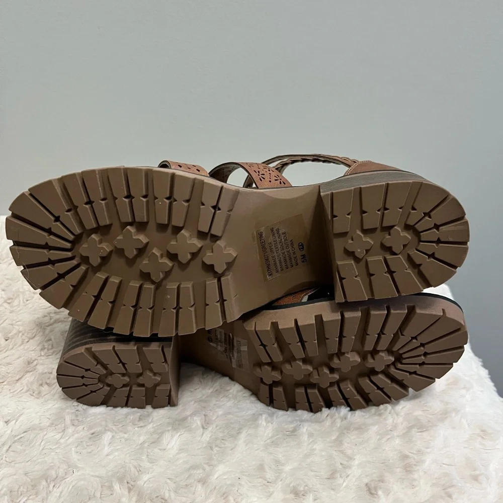 Kelly pop girls brown zip sandals‎ NEW